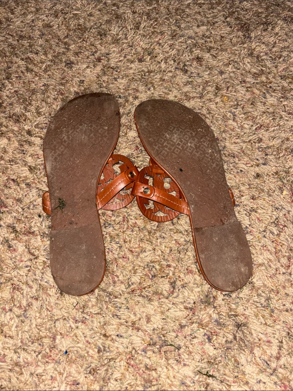 Tory Burch Brown Miller Leather Logo Thong Sandals size 9 - Picture 6 of 9